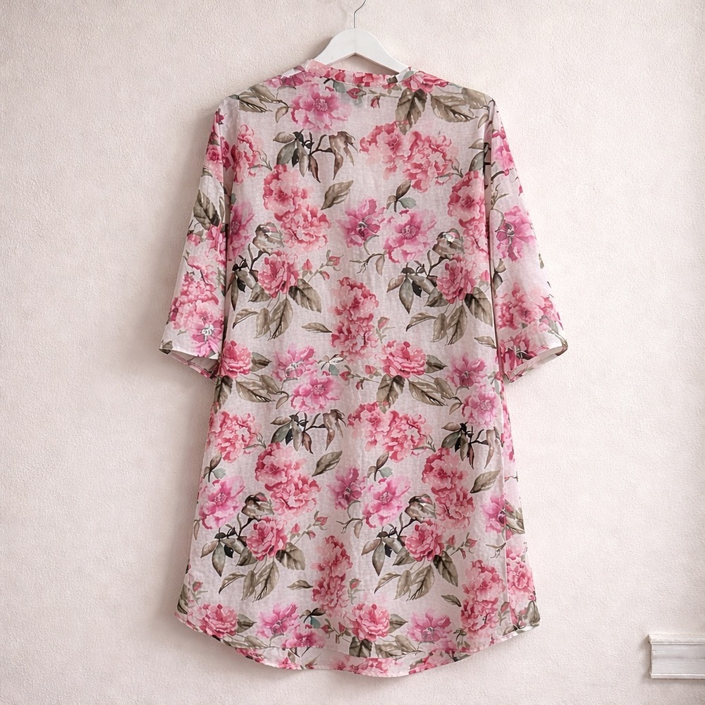 Show Me Your Mumu Floral Robe Womens OS Pink Green Lightweight No Belt - Picture 3 of 7